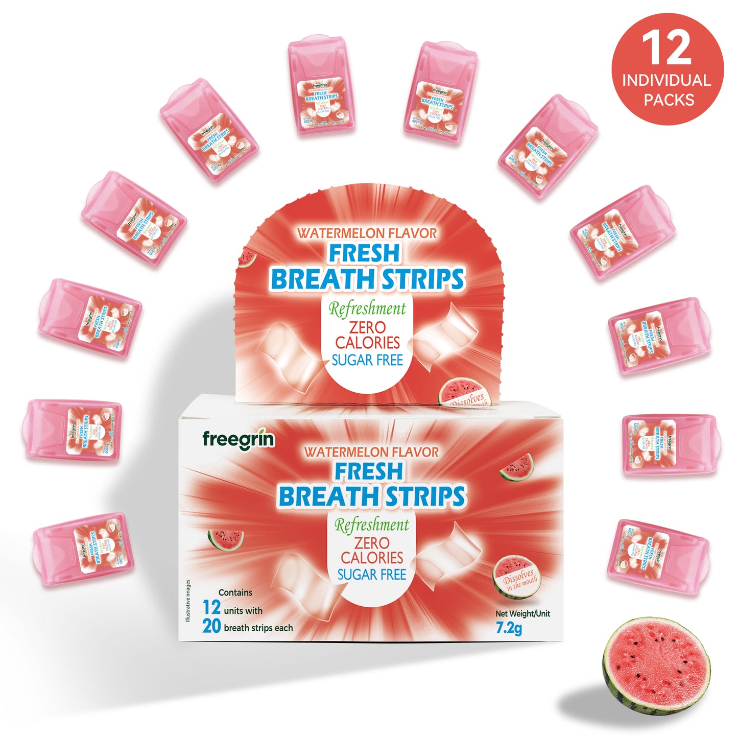 Tiras Refrescantes de Aliento Sabor Sandía: PocketPaks (12x20 Paquetes)