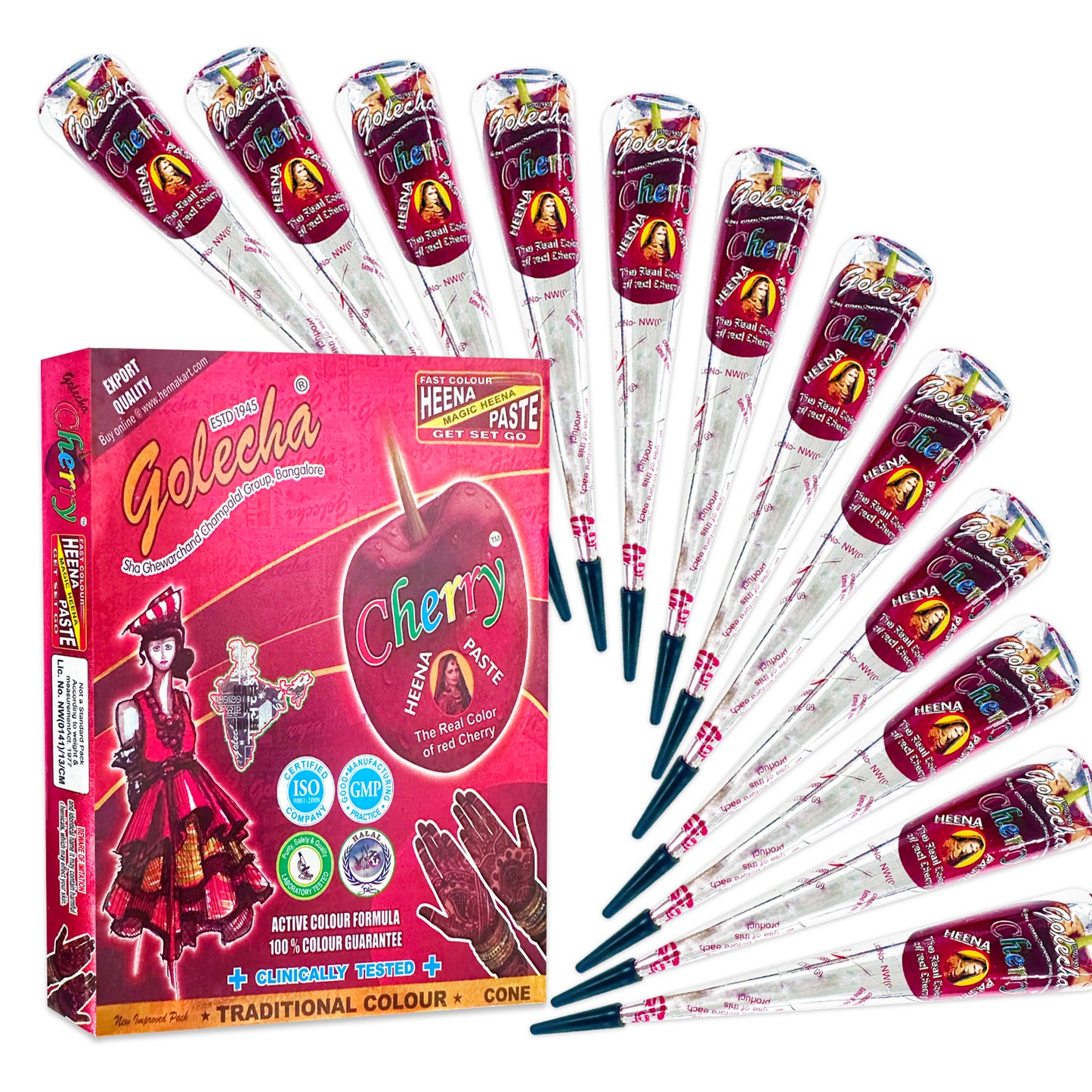 Cônes de Henné Cerise (12 Paquets)
