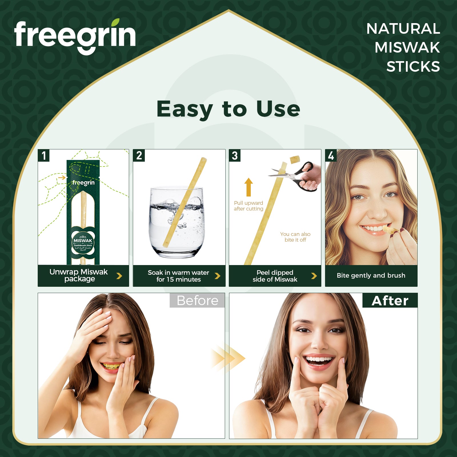 FreeGrin Miswak Stick (1 Pack) - Mint Flavor