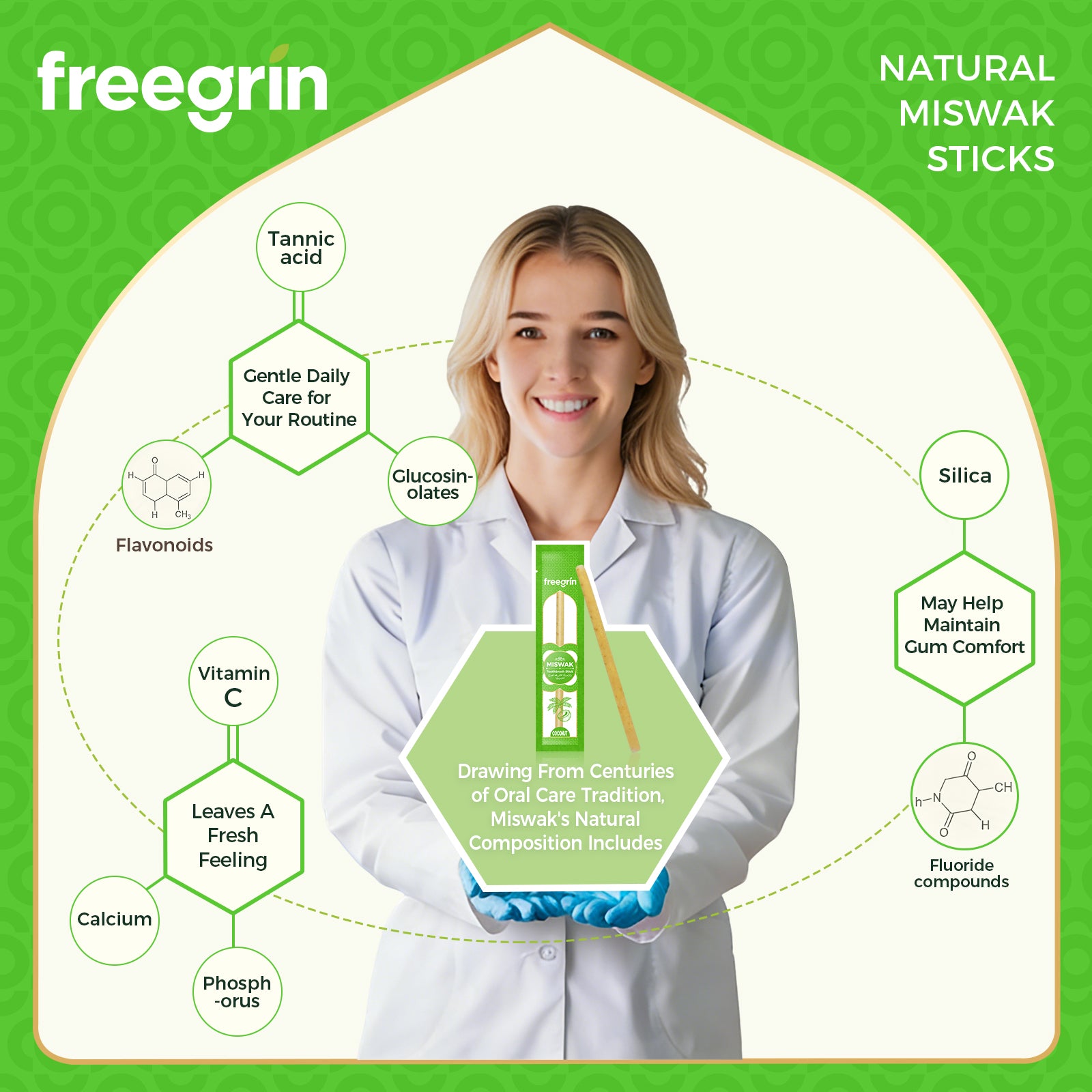 FreeGrin Miswak Stick (1 Pack) - Coconut Flavor