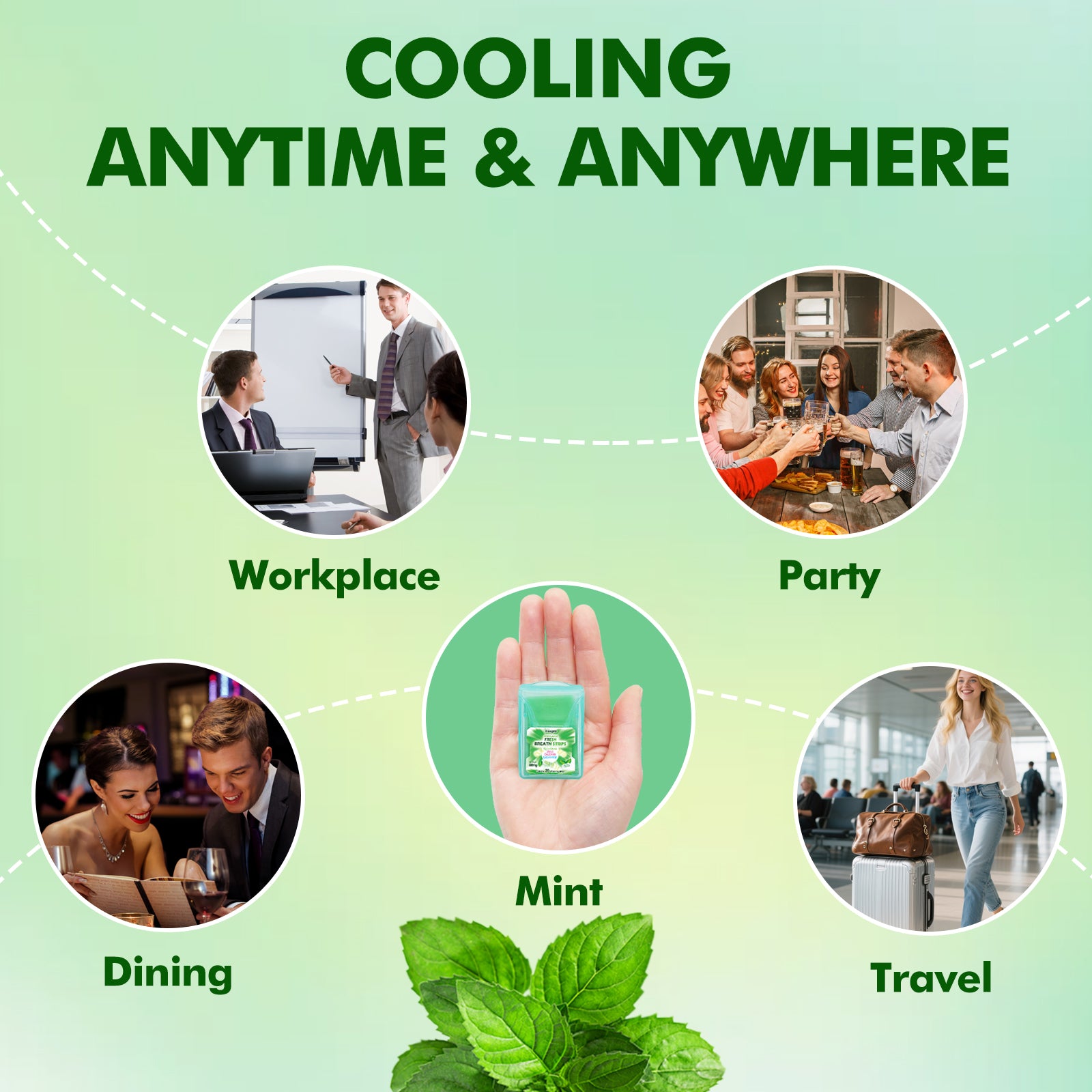 FreeGrin PocketPaks Cool Mint Breath Strips - 12 x 20 StripsPacks