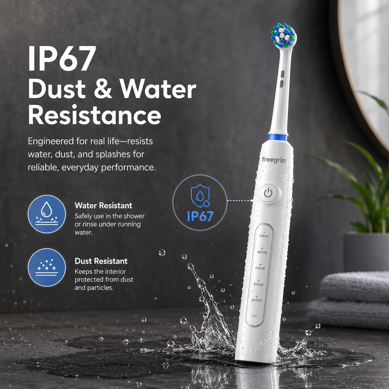 White 6D Rotating Toothbrush: 5 Modes, Smart Timer & IP67 Waterproof