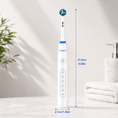 White 6D Rotating Toothbrush: 5 Modes, Smart Timer & IP67 Waterproof