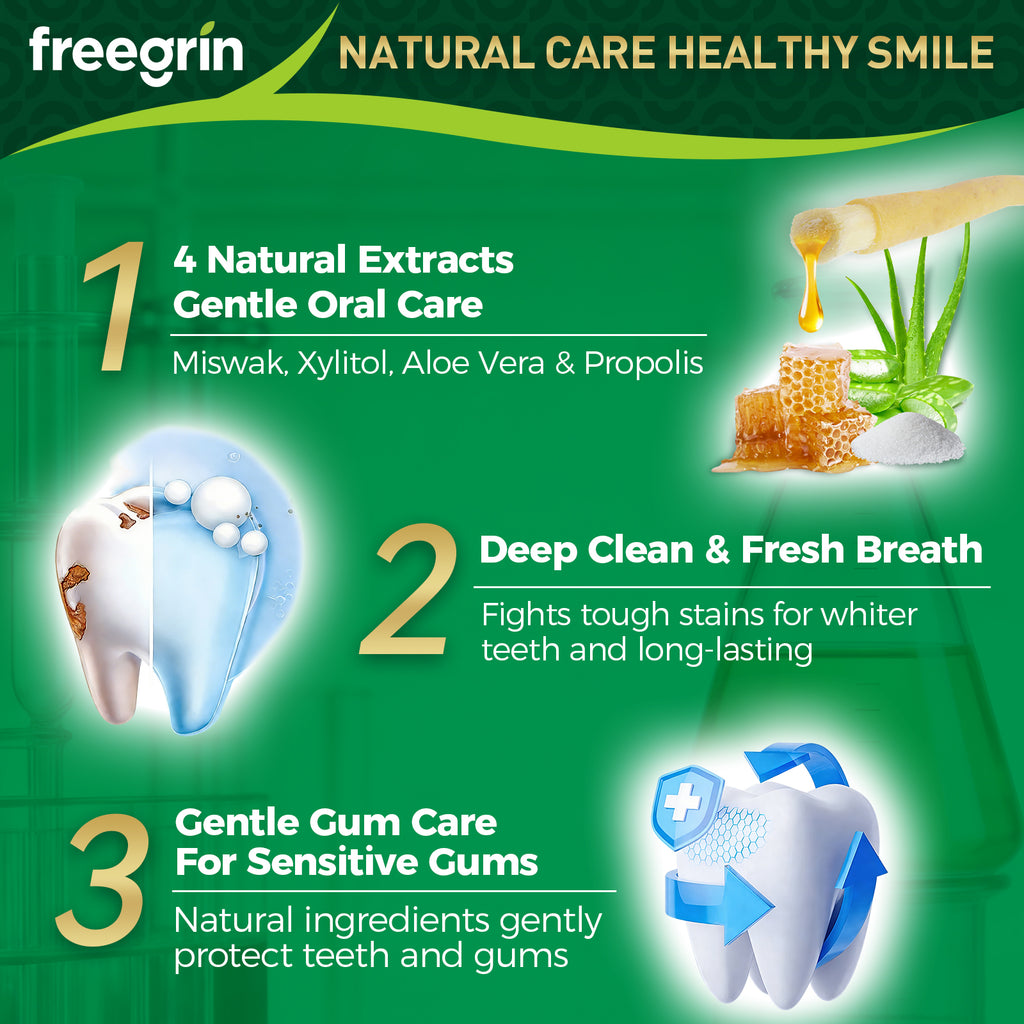 FreeGrin Miswak Herbal Toothpaste - With Pure Al-Arak Extract ( 150g )