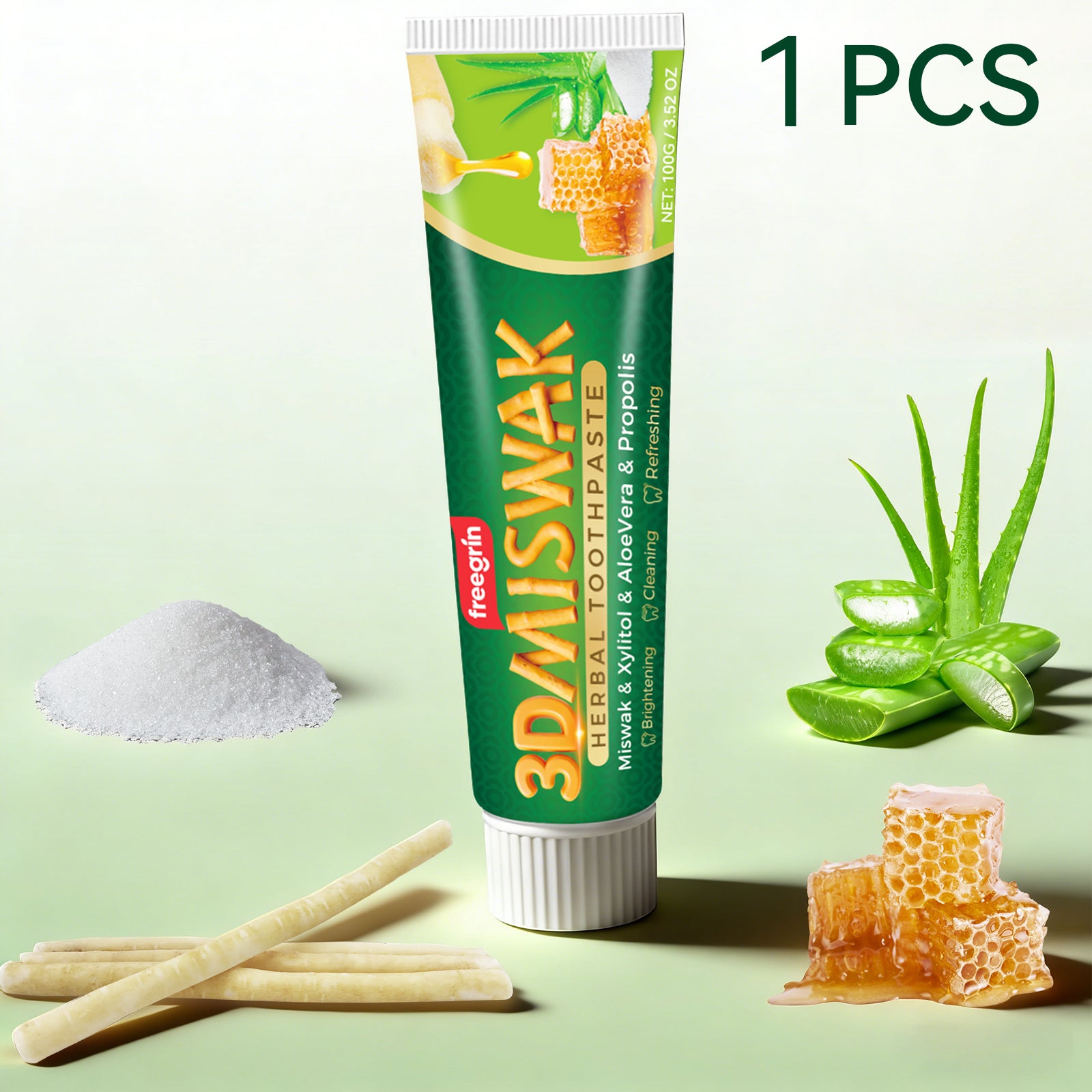 FreeGrin Miswak Herbal Toothpaste - With Pure Al-Arak Extract ( 150g )