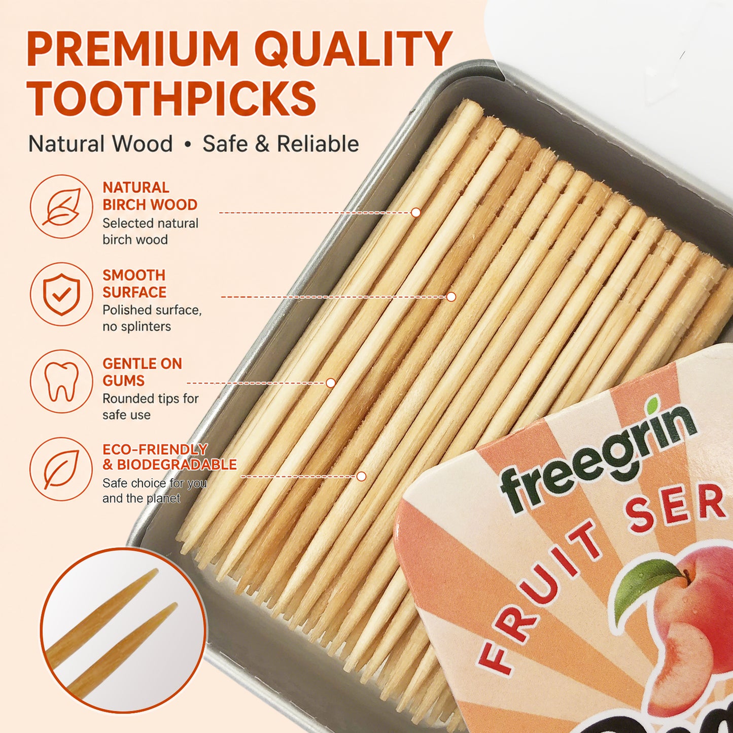 Peach Flavored Toothpicks (100 Picks)