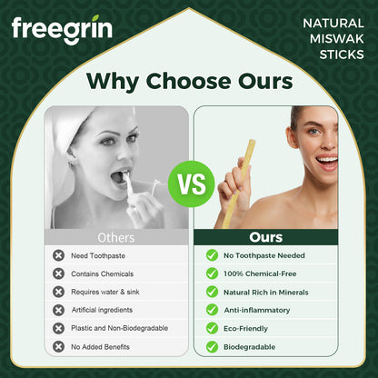 Freegrin Mint Miswak Sticks vs Traditional Toothbrush Comparison