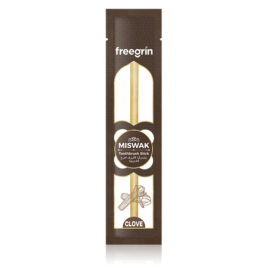 Freegrin clove flavored miswak sticks natural toothbrush stick in brown packaging