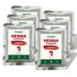 Freegrin pure red powder henna packets in silver packaging arranged in two rows