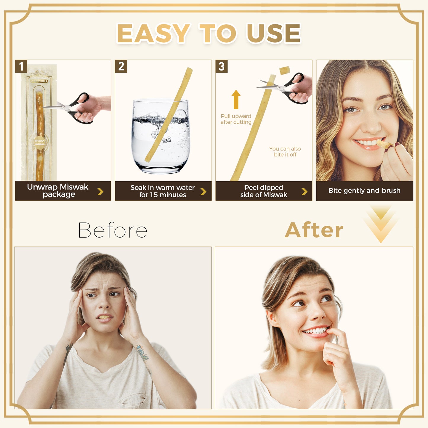how to use freegrin miswak stick step by step